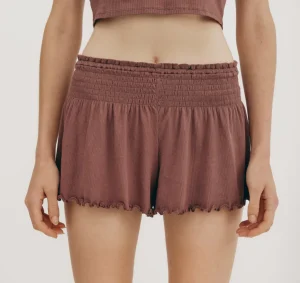Outlet Organic Basics Core Bold Rib Smocked Shorts RoseWood