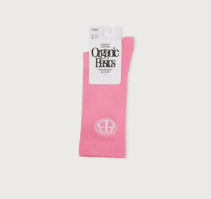 New Organic Basics Core Butterfly Crew Rib Socks Pink