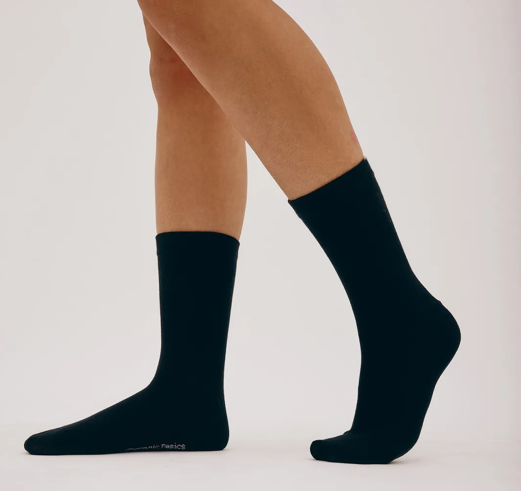 Hot Organic Basics Core Crew Socks 2-pack Black
