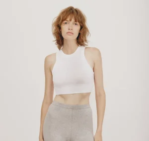New Organic Basics Core Crop Tank Top White