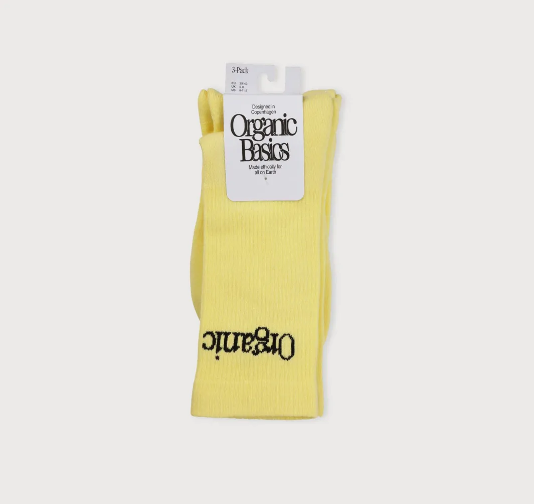 Shop Organic Basics Core Logo Crew Socks 3-Pack ElderflowerGreen