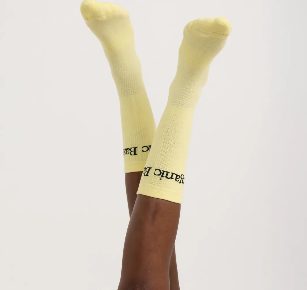 Shop Organic Basics Core Logo Crew Socks 3-Pack ElderflowerGreen