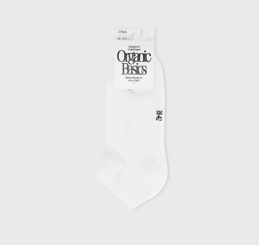 Sale Organic Basics Core No Show Socks 2-pack White