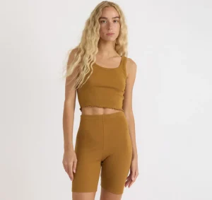 Flash Sale Organic Basics Core Rib Crop Tank Top GoldenClay