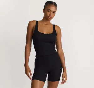 Discount Organic Basics Core Rib Curl Edge Tank Top Black