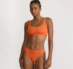 Clearance Organic Basics Core Rib High-Leg Briefs Tangerine