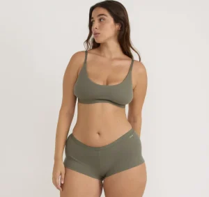 Sale Organic Basics Core Rib Open Back Scoop Bralette Thyme
