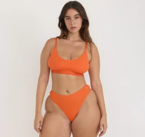 Outlet Organic Basics Core Rib Open Back Scoop Bralette Tangerine