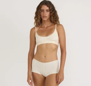 Online Organic Basics Core Rib Open Back Scoop Bralette SoftVanilla