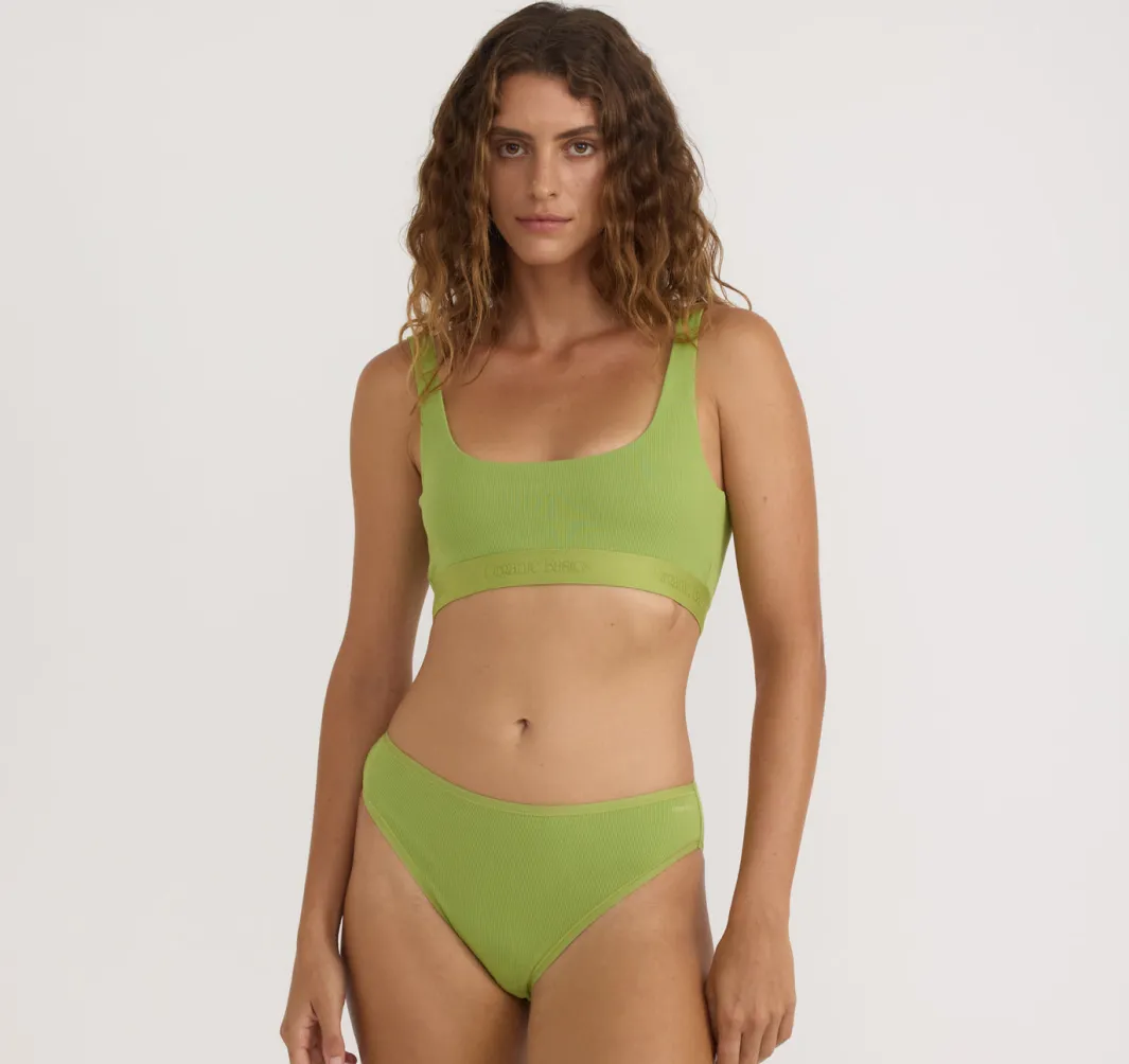 Fashion Organic Basics Core Rib Tank Bralette MatchaGreen