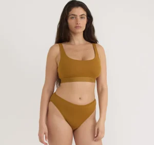 Clearance Organic Basics Core Rib Tank Bralette GoldenClay