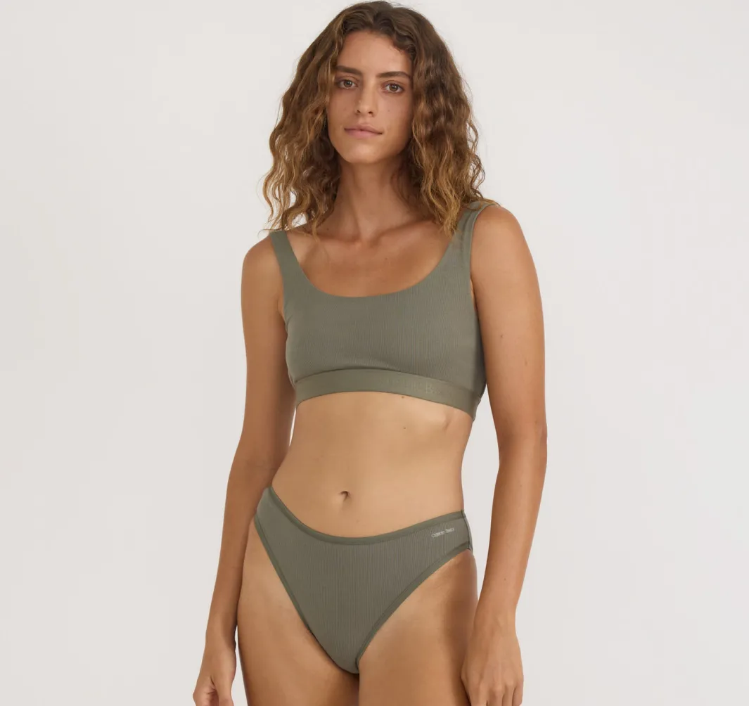 New Organic Basics Core Rib Tank Bralette Thyme