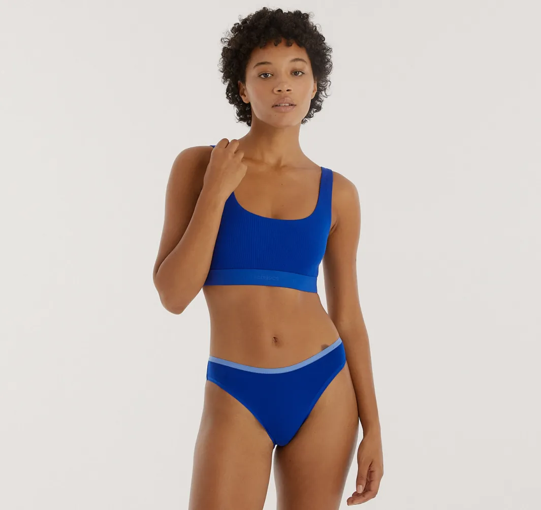 Hot Organic Basics Core Rib Tank Bralette VibrantBlue