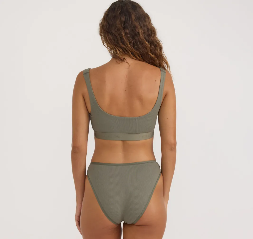 New Organic Basics Core Rib Tank Bralette Thyme