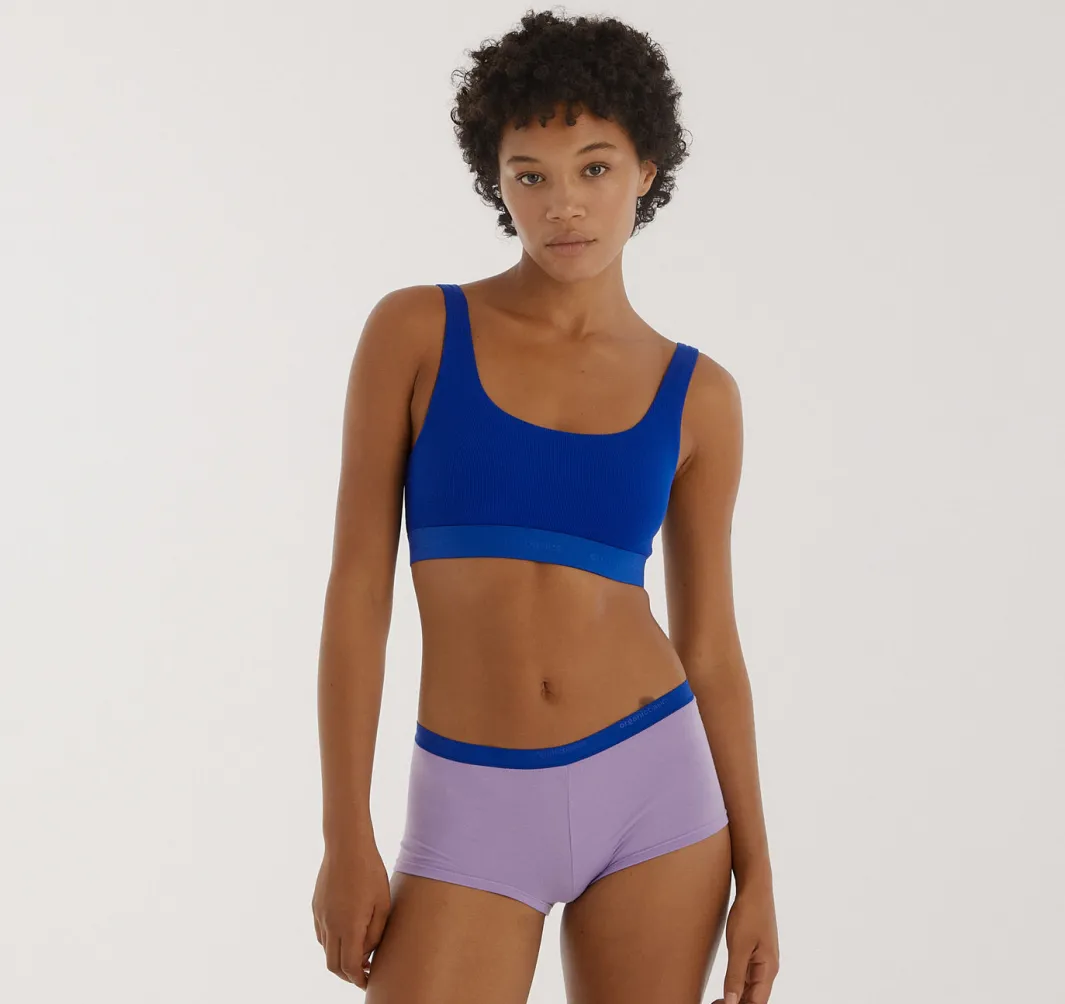 Hot Organic Basics Core Rib Tank Bralette VibrantBlue
