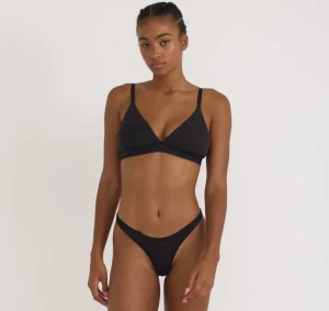 Outlet Organic Basics Core Rib Triangle Bralette Black