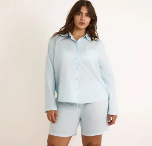 Sale Organic Basics Core Sleep Poplin Shorts LightBlue