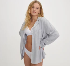 Clearance Organic Basics Core Sleep Shirt BlueStripe