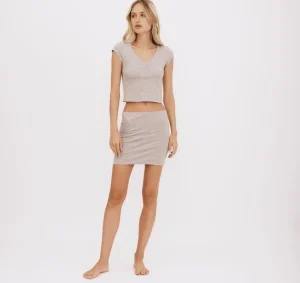 New Organic Basics Core Sport Henley V Tee GreyMelange