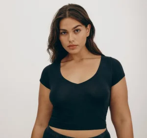 Shop Organic Basics Core V Baby Tee Black