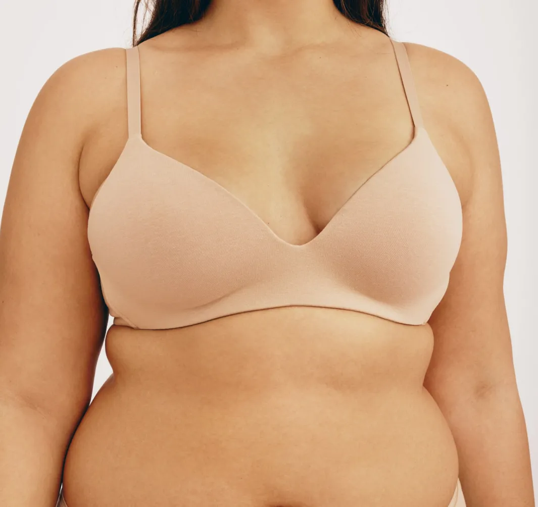 Discount Organic Basics Core Wireless Plunge Bra Hazelnut