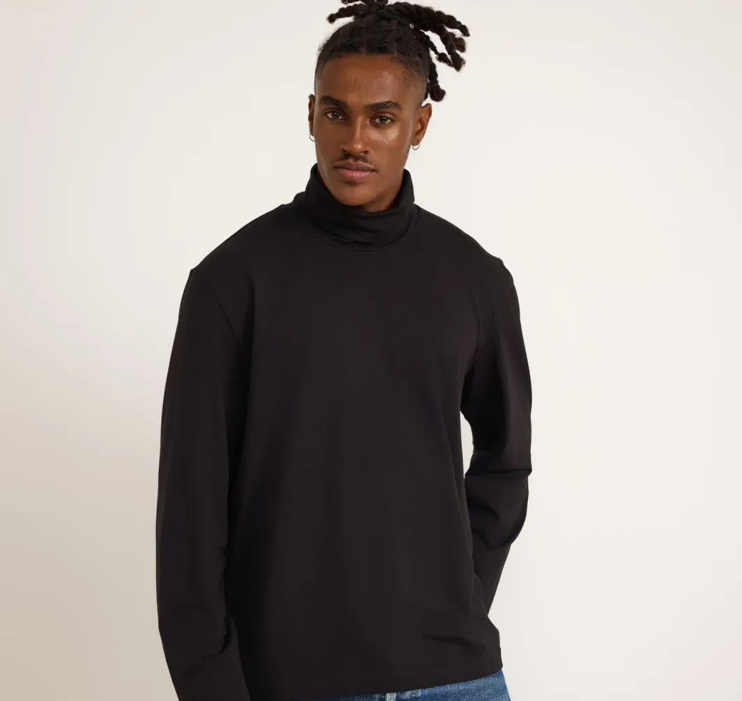 Online Organic Basics Everyday Long Sleeve Turtleneck Black
