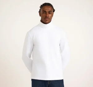 Outlet Organic Basics Everyday Long Sleeve Turtleneck White