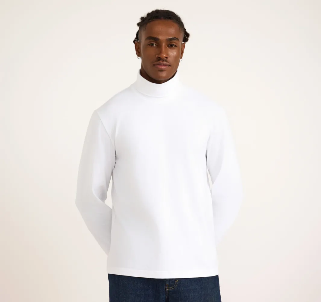 Outlet Organic Basics Everyday Long Sleeve Turtleneck White