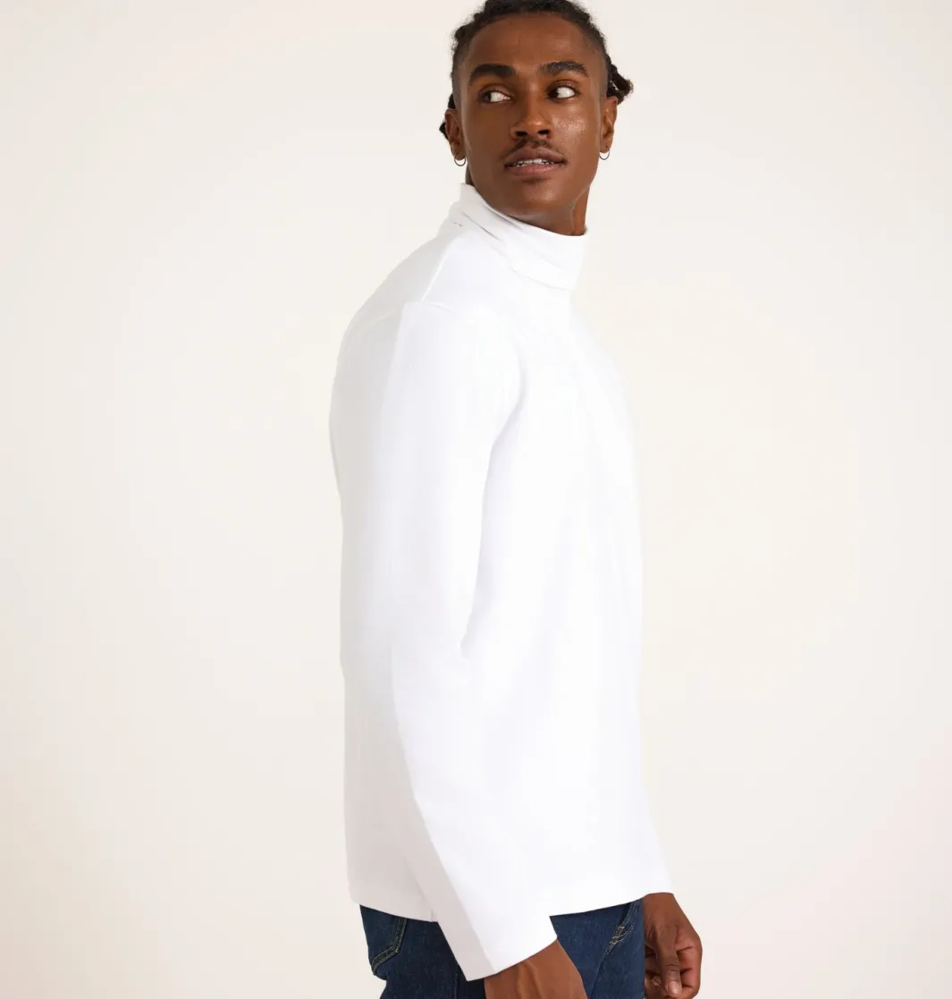 Outlet Organic Basics Everyday Long Sleeve Turtleneck White