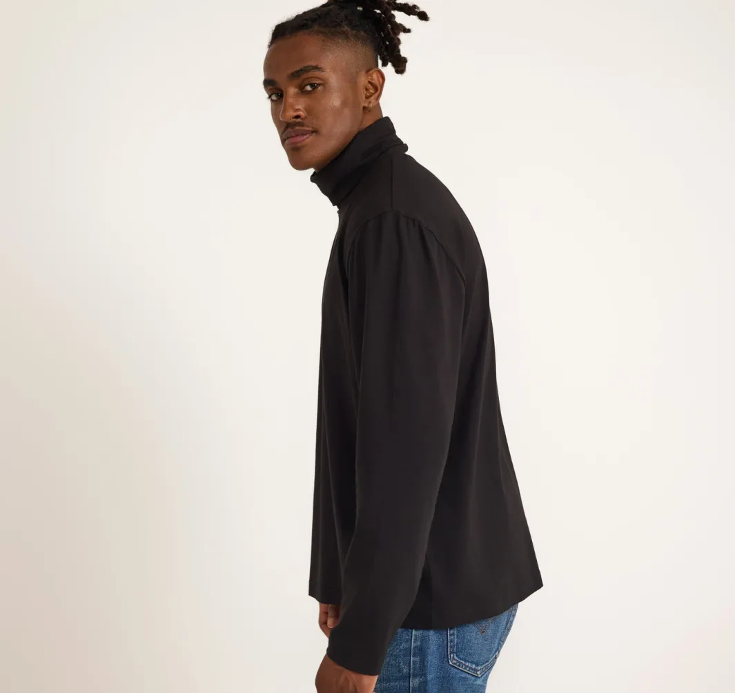 Online Organic Basics Everyday Long Sleeve Turtleneck Black