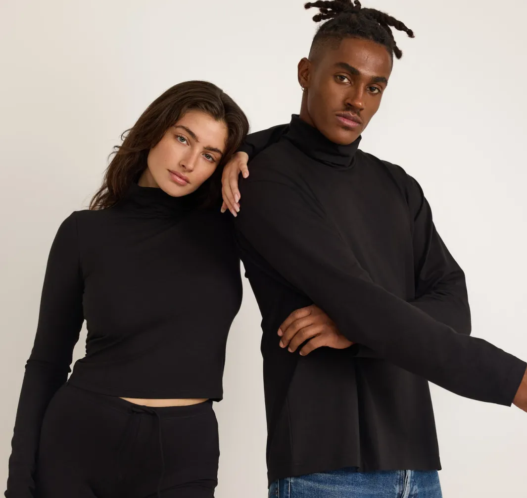 Online Organic Basics Everyday Long Sleeve Turtleneck Black