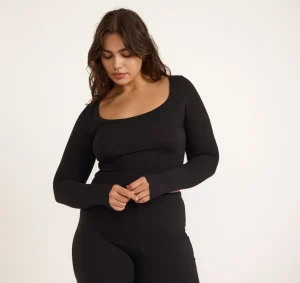 Discount Organic Basics Everyday Scoop Neck Long Sleeve Tee Black