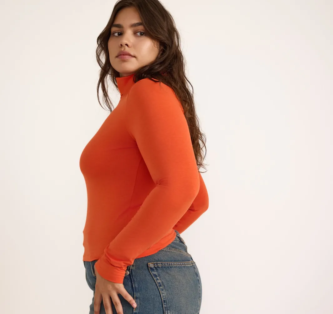 Clearance Organic Basics Everyday Turtleneck Tangerine