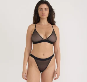 Best Organic Basics Mesh Triangle Bralette Black