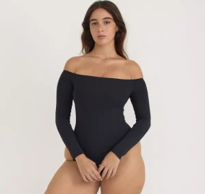 Cheap Organic Basics Smooth Off-Shoulder Bodysuit Black