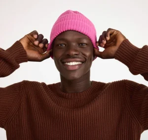 Shop Organic Basics Soft Knit Fluffy Beanie Pink