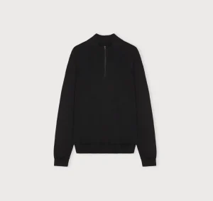 Best Sale Organic Basics Soft Knit Half Zip Sweater Black