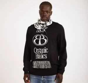 Discount Organic Basics Soft Knit Jacquard Scarf Black