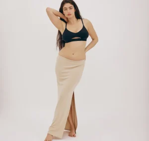 New Organic Basics Soft Knit Maxi Skirt Sandstone