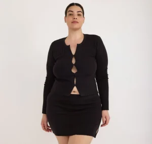 Fashion Organic Basics Soft Knit Rib Cardigan Black