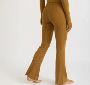 Best Organic Basics Soft Knit Rib High-Rise Flare Pants GoldenClay