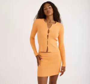 Outlet Organic Basics Soft Knit Rib Mini Skirt Papaya
