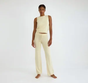 Clearance Organic Basics Soft Knit Straight Leg Pants DoubleCream