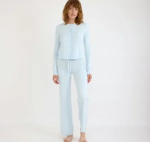 Fashion Organic Basics Soft Knit Straight Leg Pants LightBlue