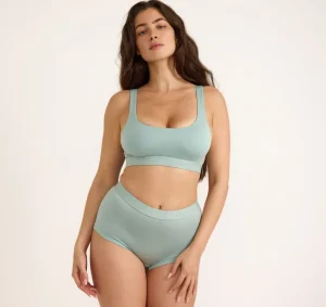 Outlet Organic Basics Soft Touch Scoop Neck Bralette Eucalyptus