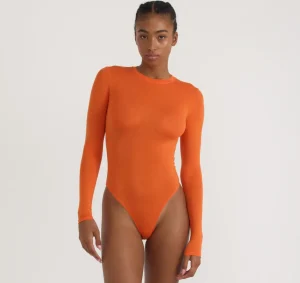 Cheap Organic Basics Soft Touch Veil Open Back Bodysuit Tangerine