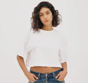 Shop Organic Basics True Boxy Crop Tee White