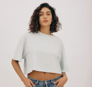 Shop Organic Basics True Boxy Crop Tee LightBlue