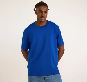 Outlet Organic Basics True Heavy Boxy Fit Tee VibrantBlue