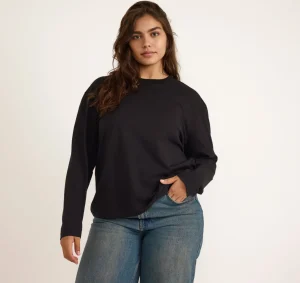 Flash Sale Organic Basics True Heavy Boxy Long Sleeve Tee Black